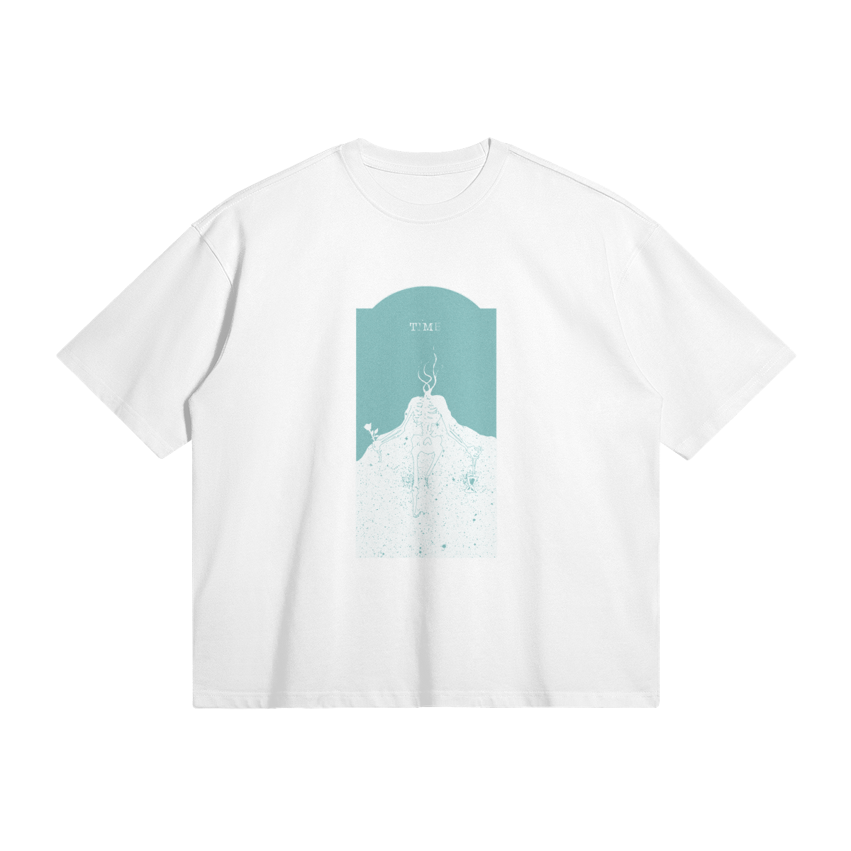 Teal Time Oversized Trimmed Tee