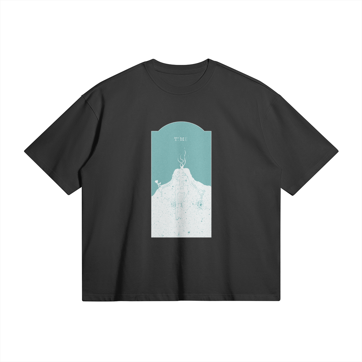 Teal Time Oversized Trimmed Tee